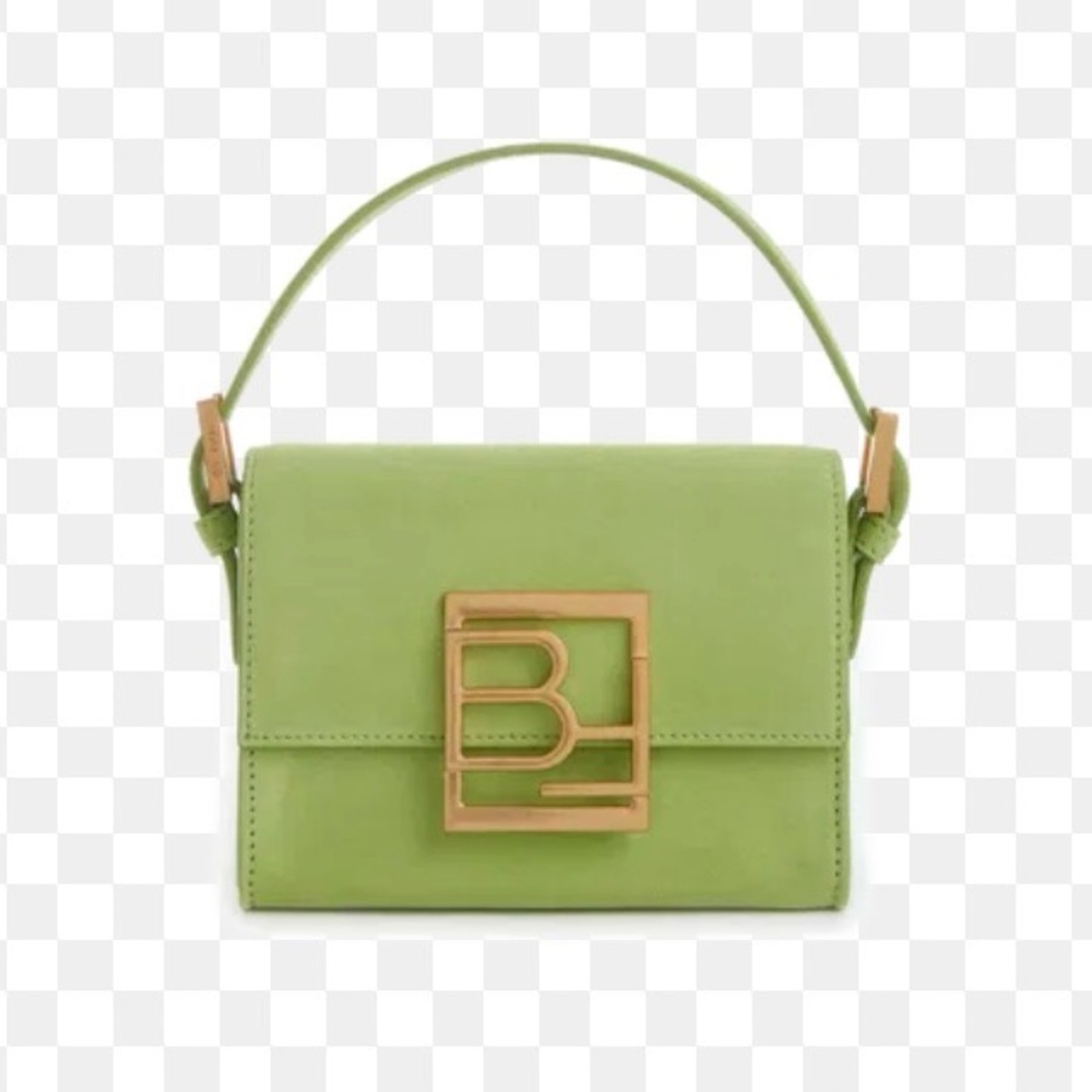 BY FAR Lime Green Suede Crossbody with Gold Logo - Picture 2 of 14